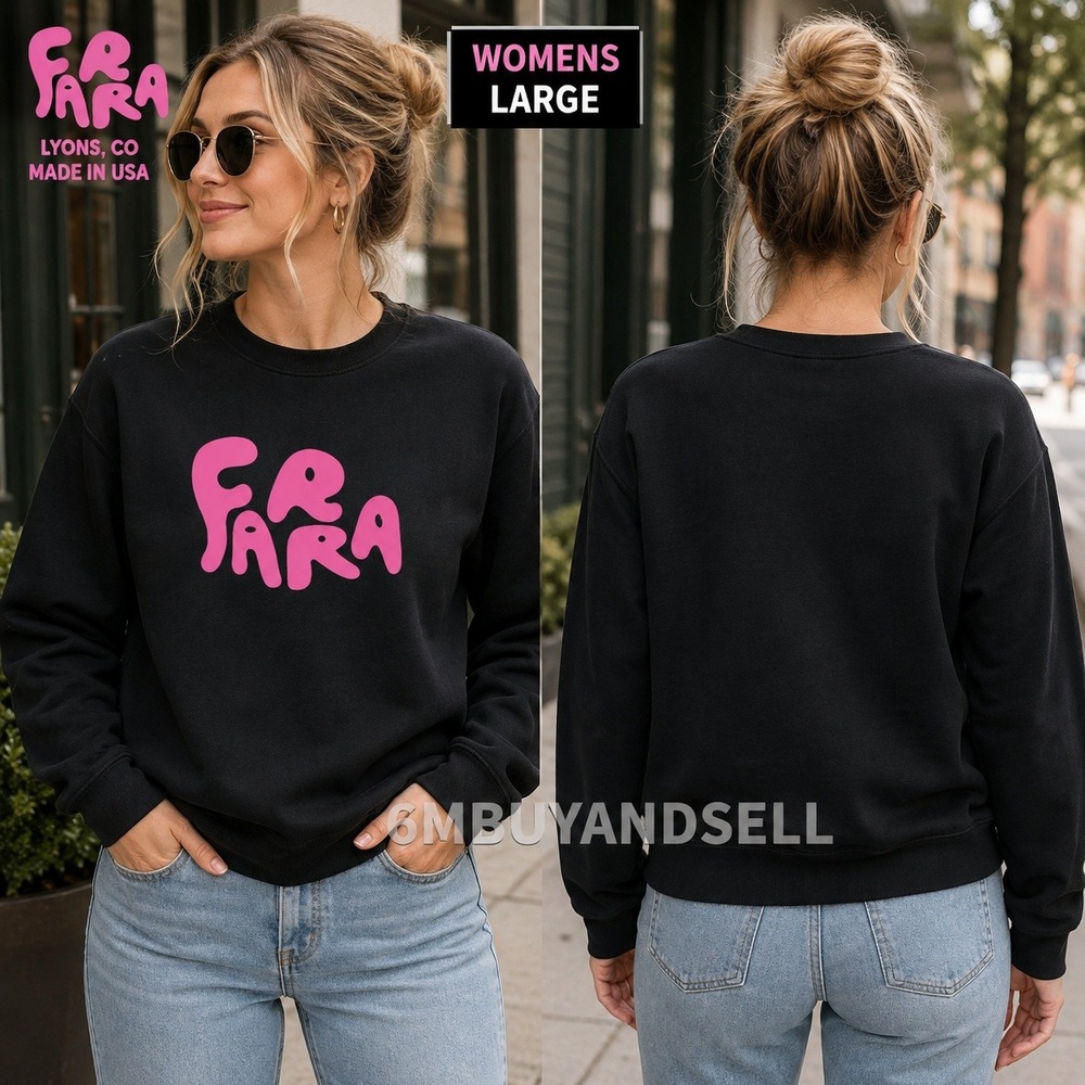 Farra Lyons CO Womens‎ Large Black Crewneck Sweatshirt Pink Logo Made in USA L